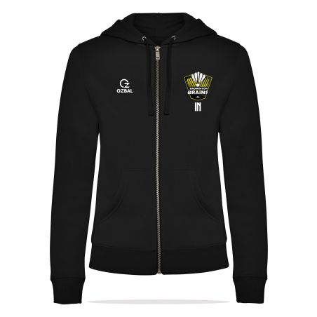 SWEAT ZIPPÉ CAPUCHE COTON Femme - R6425 - BRAINS BADMINTON