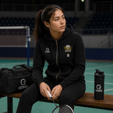 SWEAT ZIPPÉ CAPUCHE COTON Femme - R6425 - BRAINS BADMINTON