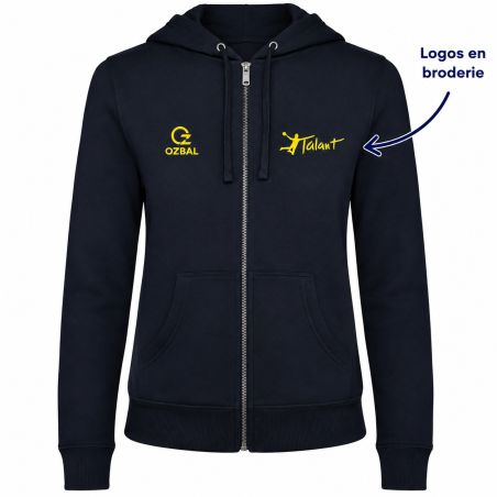 SWEAT ZIPPÉ CAPUCHE COTON BRODÉ Femme - R6425 - HBC TALANT