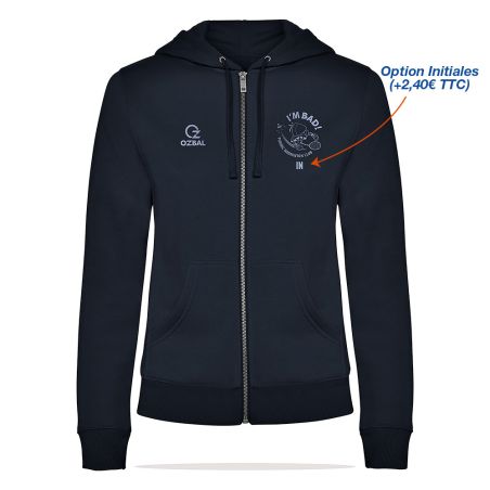 SWEAT ZIPPÉ CAPUCHE COTON Femme - R6425 - PORNIC BADMINTON