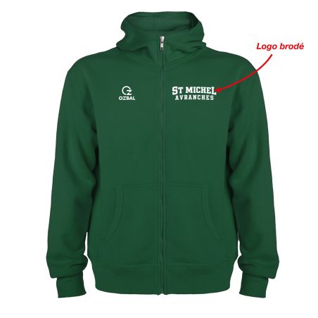 SWEAT ZIPPÉ CAPUCHE COTON BRODÉ UNISEXE - R6421 - ST MICHEL D'AVRANCHES BASKET