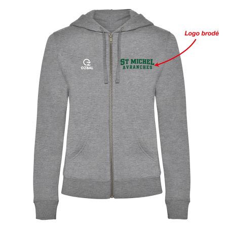 SWEAT ZIPPÉ CAPUCHE COTON BRODÉ Femme - R6425 - ST MICHEL D'AVRANCHES BASKET