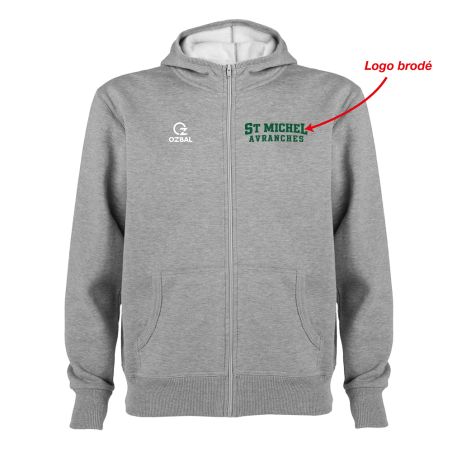SWEAT ZIPPÉ CAPUCHE COTON BRODÉ Homme / Enfant - R6421H/E - ST MICHEL D'AVRANCHES BASKET
